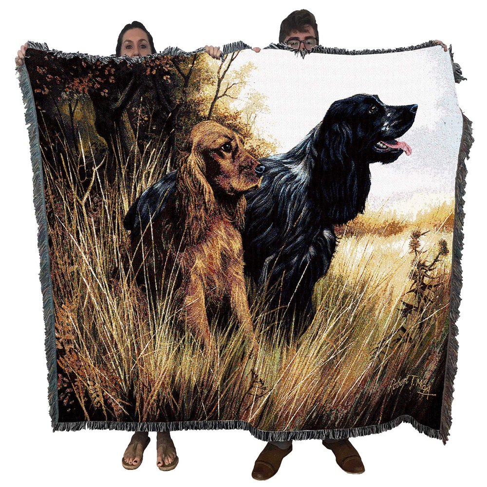 Pure Country Weavers Cocker Spaniel Dog Woven Blanket by Robert May - Gift Cotton Tapestry Throw - Made in The USA - 72" x 54"