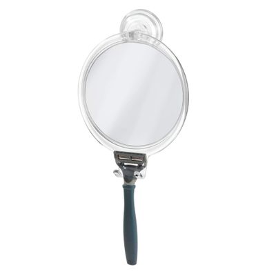 iDesign Plastic Power Lock Suction Shower Shaving Razor Holder, Fog-Free Bathroom or Tub, 6" x 2" x 7", Mirror-Round