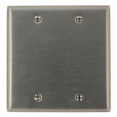 Leviton 2-Gang Blank Wallplate, Standard Size, Non-Magnetic Stainless Steel, 84025-40