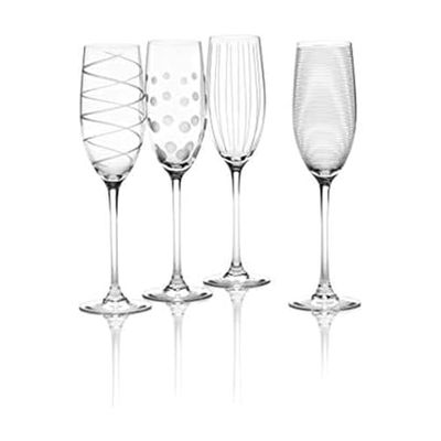Mikasa Crystal Cheers Champagne Flutes, Set of 4, 8 fluid ounces