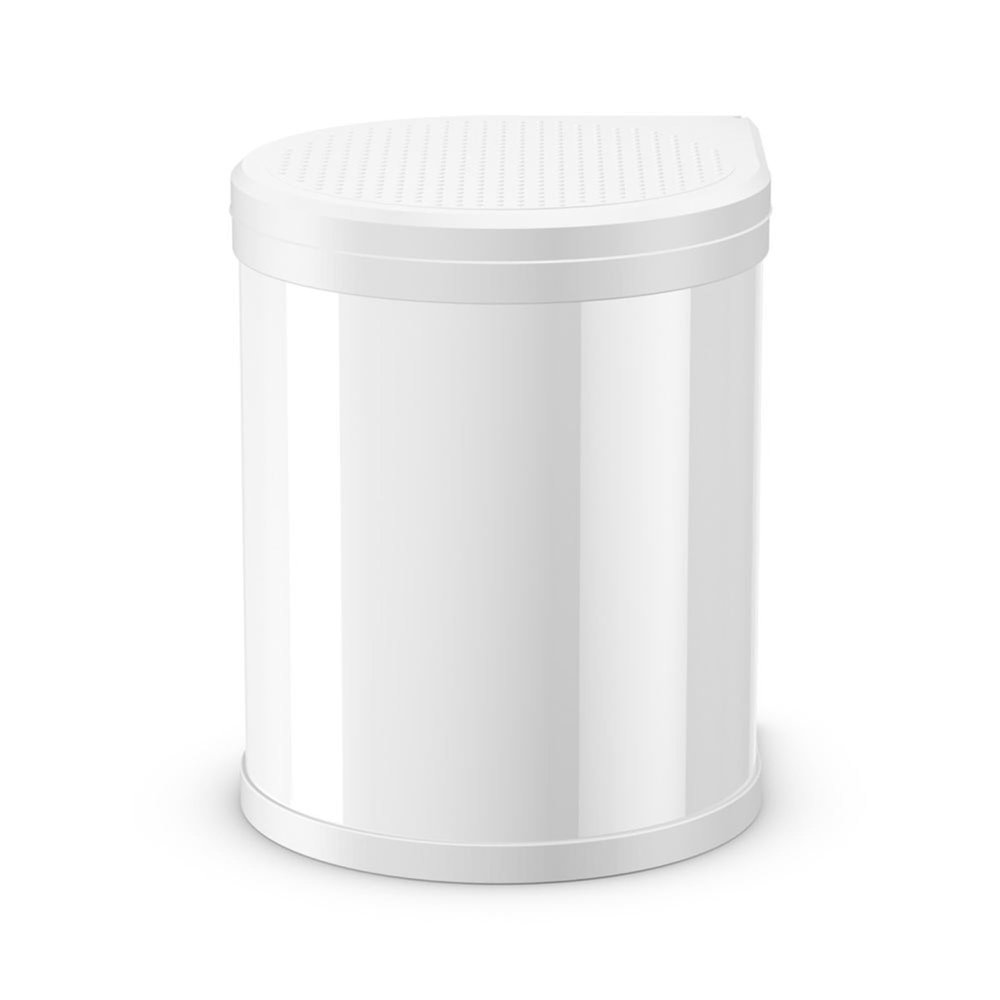 Hailo Compact-Box M In-Cabinet Trash Can, 15L (4-Gallon), White - Door-Mounted Lid-Lift Bin for 15.7" Hinged-Door Cabinets, Left/Right Installation, Indoor Kitchen & Bathroom Use