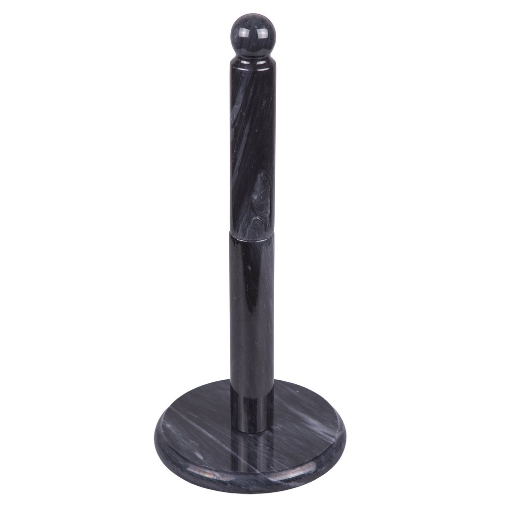 Creative Home Natural Marble Upright Paper Towel Holder 12.5" H  6" Dia | Heavy Weighted Solid Base for Kitchen, Bathroom Countertop | Elegant Organizer and Gift Black