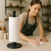 Creative Home Natural Marble Upright Paper Towel Holder 12.5" H  6" Dia | Heavy Weighted Solid Base for Kitchen, Bathroom Countertop | Elegant Organizer and Gift Black view 3