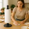 Creative Home Natural Marble Upright Paper Towel Holder 12.5" H  6" Dia | Heavy Weighted Solid Base for Kitchen, Bathroom Countertop | Elegant Organizer and Gift Black view 4