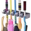Magic Holder Wall Organizer, Secure Five Slot Broom and Mop Holder with Six Hanging Hooks, Sturdy Storage Rack for Closet, Kitchen, Garage, Tools or Laundry Room, Easy to Mount view 1