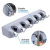 Magic Holder Wall Organizer, Secure Five Slot Broom and Mop Holder with Six Hanging Hooks, Sturdy Storage Rack for Closet, Kitchen, Garage, Tools or Laundry Room, Easy to Mount view 3