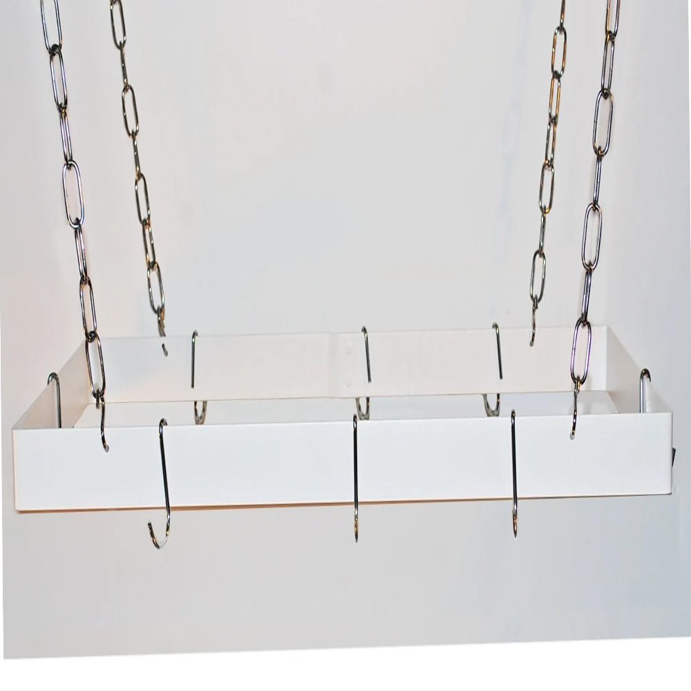 Gourmet Ceiling Mount Pot Rack Finish: White/Chrome hooks