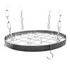 Gourmet Round Hanging Pot Rack with Grid Finish: Hammered Steel/Chrome view 1