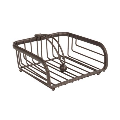 Spectrum Ashley Weighted Napkin Holder Flat Napkin Organizer with Weighted Tension Arm for Kitchen Countertop Dining Table Storage, Heavy Duty Steel Traditional Napkin Dispenser Home Decor, Bronze