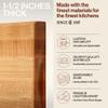 John Boos R-Board Series Rectangular Wooden Maple Cutting Board 18x12  1.5 Thick, 10-lb Reversible Butcher Block with Edge-Grain & Finger Grips  Made in the USA view 3
