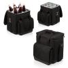 PICNIC TIME Cellar 6-Bottle Wine Carrier & Cooler Tote, Insulated Padded Wine Cooler Bag for Travel, Portable Bag with Polyester Exterior and Water-Resistant Base, (Black with Gray Accents) view 2