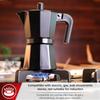 Magefesa Kenia Noir Stovetop Espresso Moka Pot, 9-Cup/15 oz, Italian Coffee Maker for Cuban Coffee, Extra-Thick Aluminum, Heat-Resistant Handle, Safe & Easy-to-Use, Greca Coffee Maker view 3