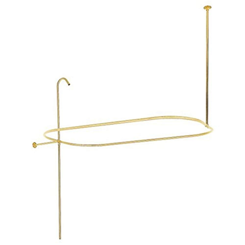 Kingston Brass ABT1040-2 Vintage Oval Shower Riser with Enclosure, 59-Inch, Polished Brass