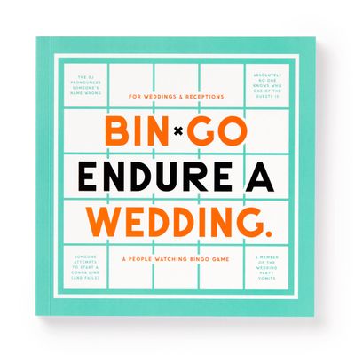 Brass Monkey Bin-go Endure A Wedding  Game Book with Perforated People-Watching Bingo Cards for Wedding Ceremonies and Receptions Small