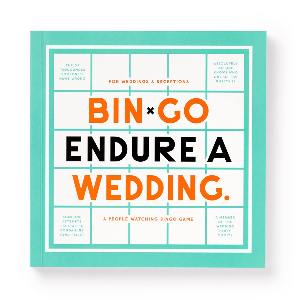Brass Monkey Bin-go Endure A Wedding  Game Book with Perforated People-Watching Bingo Cards for Wedding Ceremonies and Receptions Small