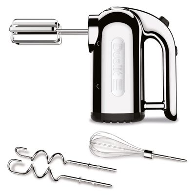 Dualit Hand Mixer - 300W- Strong Grip Handle - Attachments Included - Integral Plug Storage - 4 Speed Settings - Repairable gears - Flat Beaters, Dough Hooks, Balloon Whisk