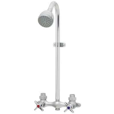 Speakman SC-1220-AF Commander Vandal Resistant Industrial Exposed Shower with Cross Handles 2 Handle Shower Faucet with Hot & Cold Water Indexing, Polished Chrome