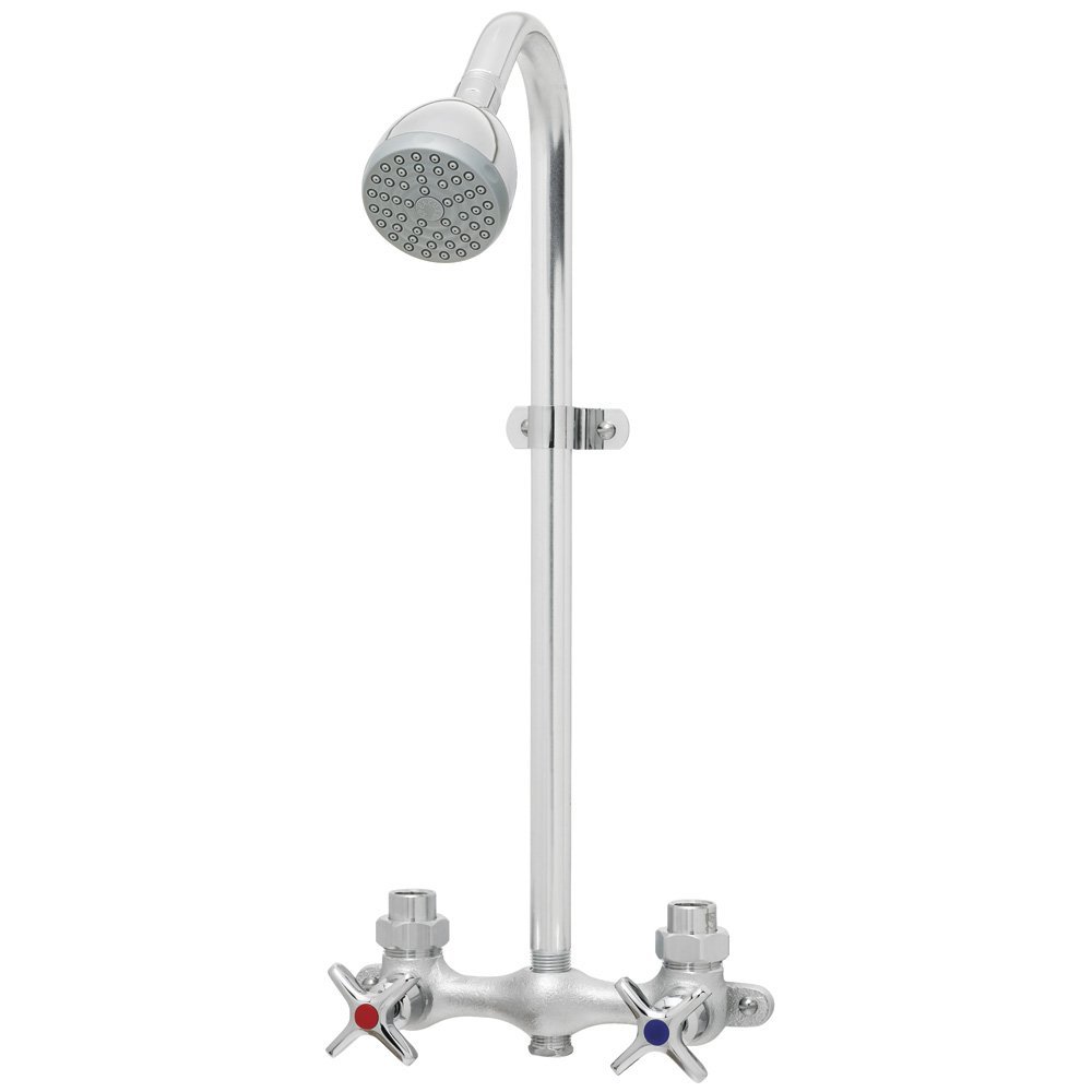 Speakman SC-1220-AF Commander Vandal Resistant Industrial Exposed Shower with Cross Handles 2 Handle Shower Faucet with Hot & Cold Water Indexing, Polished Chrome