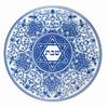 Spode Judaica Round Challah Tray, Traditional Blue & White Floral Star of David Design - Shabbat & Jewish Holiday Serving Plate for Bread, Pastries & Fruit - 11.5-Inch Fine Porcelain, Dishwasher Safe view 1