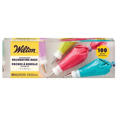 Wilton Disposable Decorating Bags for Piping Icing & Cake Decorating, Perfect for Baking Creations, 100-Count, Packaging May Vary