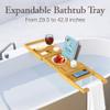 Wooden Bathtub Tray - Foldable Expandable Bamboo Bath Tray for Tub with Wine Holder, Book & Tablet Stand - Bath Caddy for Bathtub, Spa Bath Accessories for Women, Tub Tray Table, Gift for Her or Him view 3