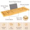 Wooden Bathtub Tray - Foldable Expandable Bamboo Bath Tray for Tub with Wine Holder, Book & Tablet Stand - Bath Caddy for Bathtub, Spa Bath Accessories for Women, Tub Tray Table, Gift for Her or Him view 4
