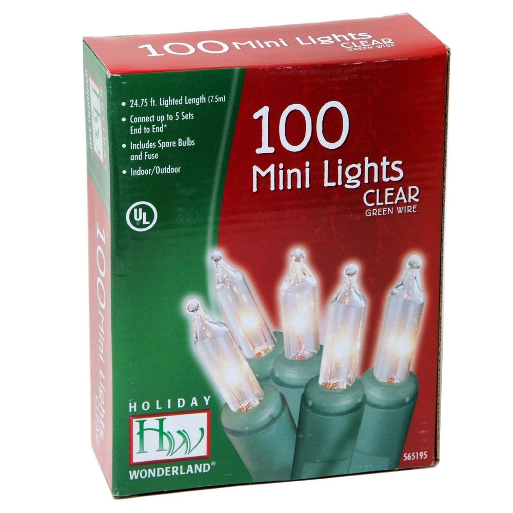 Noma/Inliten 100-Count Clear Christmas Light Set, Green Wire