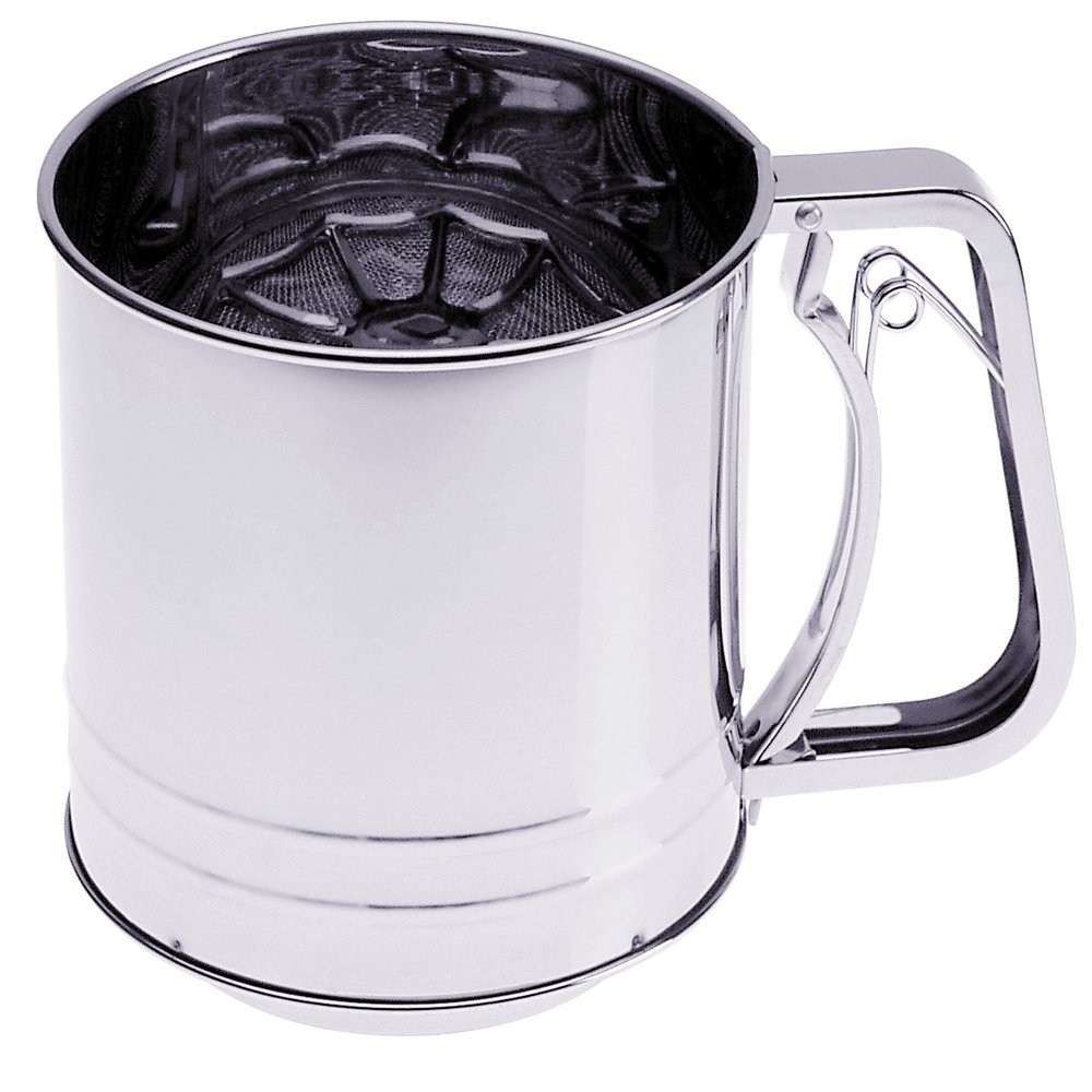 PrepWorks Flour Sifter  Stainless Steel Hand Crank Sifter for Flour, Powdered Sugar, and Cocoa, Easy to Use, BPA-Free