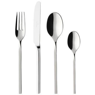 Villeroy & Boch NewWave New Wave Service, Multi-Pieces Cutlery Set MaofFrom High-Quality Stainless Steel for up to 6 People, Dishwasher Safe, 24-teilig, Gloss