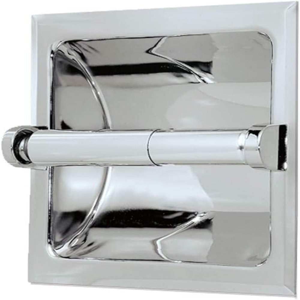 Gatco 782, Recessed Toilet Paper Holder, Chrome / Wall Mounted 6.25" x 6.25" Recessed Spring Loaded Toilet Paper Holder for Bathroom