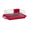 Farberware Classic Large Rust Resistant Full Dishrack with Removable 3 Compartment Flatware Caddy, Andlged Drain Board, 3-Piece, Red view 1