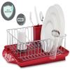 Farberware Classic Large Rust Resistant Full Dishrack with Removable 3 Compartment Flatware Caddy, Andlged Drain Board, 3-Piece, Red view 2