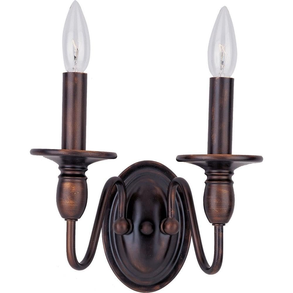 Maxim Lighting Towne 2-Light Chandelier | Oil Rubbed Bronze Finish | Early American Dining Room Chandelier | 11032OI