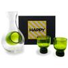 Happy Sales HSSS-GLG13, Green 3 Piece Glass Cold Sake Set view 1