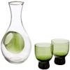 Happy Sales HSSS-GLG13, Green 3 Piece Glass Cold Sake Set view 2