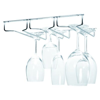 Oenophilia Under Cabinet Stemware Rack, Wine Glass Holder Under Cabinet Kitchen, Chrome Finish, Holds 6-9 Glasses Depending on Style