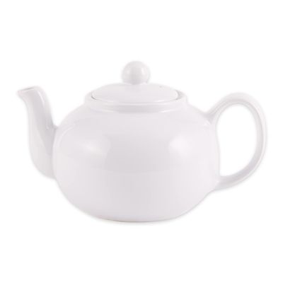 RSVP International Stoneware Teapot Collection, Microwave and Dishwasher Safe, 42 oz, White
