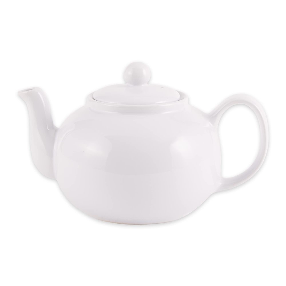RSVP International Stoneware Teapot Collection, Microwave and Dishwasher Safe, 42 oz, White
