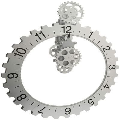 Kikkerland Big Wheel Revolving Wall Clock, Silver