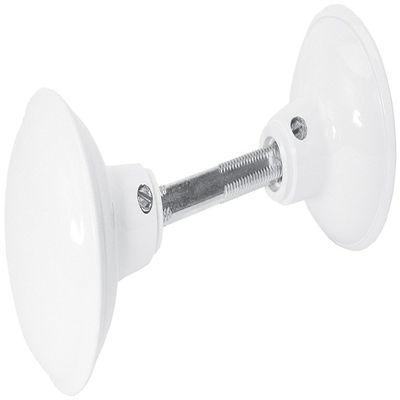 Prime-Line E 2319 Solid Brass Vintage Door Knob Spindle Set, 2-1/4 In. Outside Diameter, White (Single Pack)