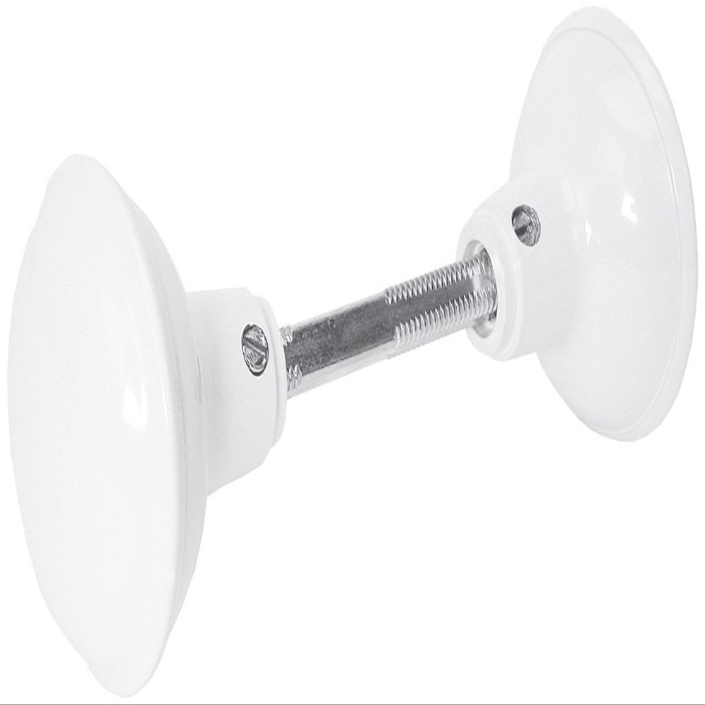 Prime-Line E 2319 Solid Brass Vintage Door Knob Spindle Set, 2-1/4 In. Outside Diameter, White (Single Pack)