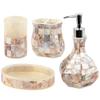 Milano Bathroom Accessories Set - 4 Piece Bathroom Accessory Set with Natural Mother of Pearl Shells - Decorative Bathroom Set Includes: Soap Dispenser, Toothbrush Holder, Tumbler and Soap Dish view 1