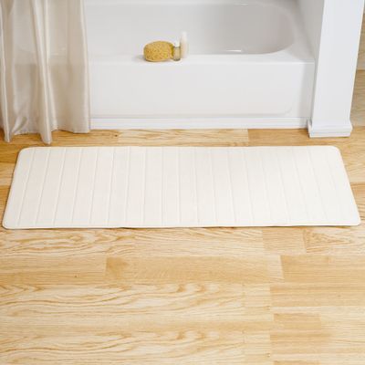 Oversized Bathroom Rug - Extra-Long Memory Foam Bath Mat with Nonslip Backing - Absorbent Runner for The Shower, Tub, or Sink by Lavish Home (White)