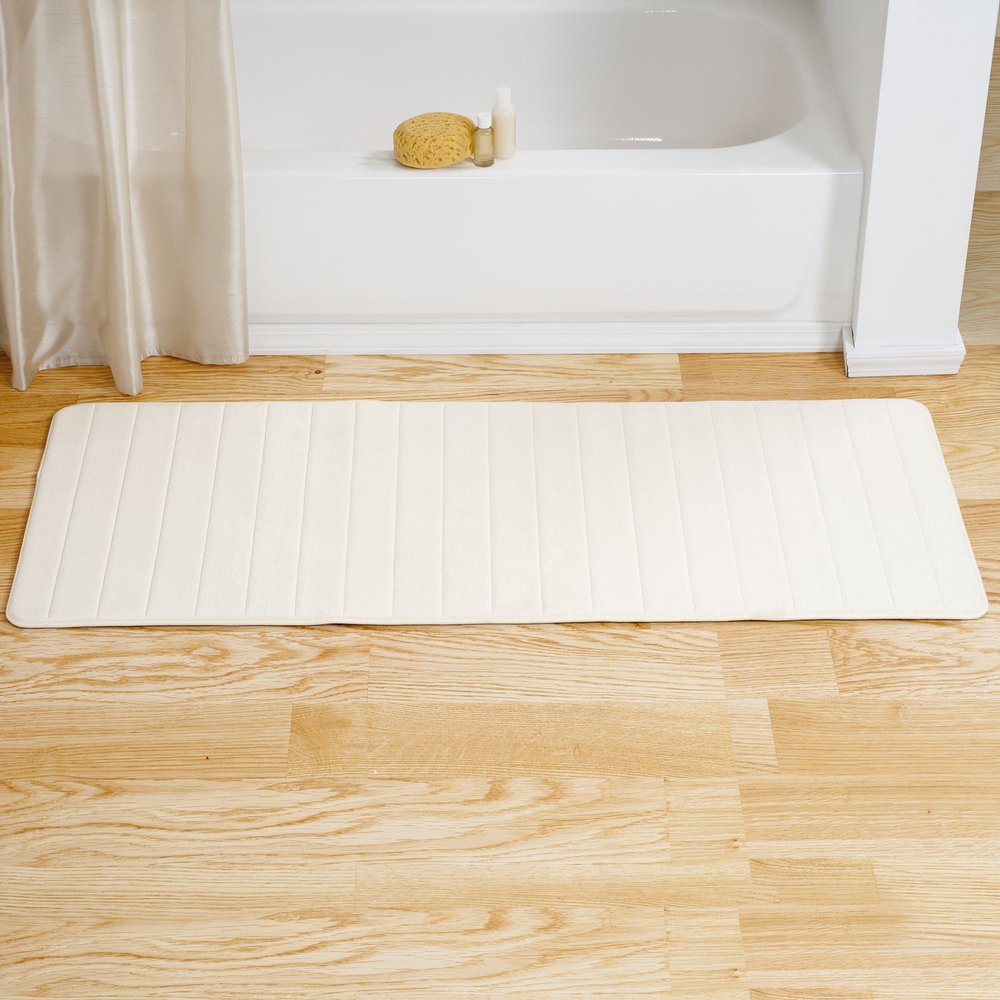 Oversized Bathroom Rug - Extra-Long Memory Foam Bath Mat with Nonslip Backing - Absorbent Runner for The Shower, Tub, or Sink by Lavish Home (White)