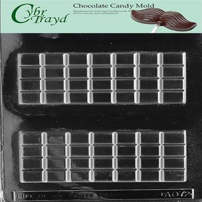 CybrTrayd Chocolate Candy Mold  Break Apart Bar  2 Cavities 6 x 2-3/4 x 3/8  For Candy, Cookies, Chocolate, Soap & Plaster  Includes Instructions