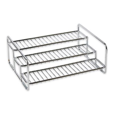 RSVP International Can Rack/Spice Jar Organizer, Multi-Purpose Kitchen Countertop, Cabinet & Pantry Space Saving 3-Tier, 11x9x5", Stainless Steel