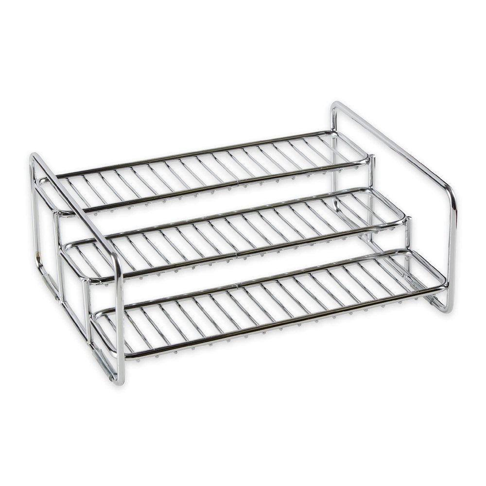 RSVP International Can Rack/Spice Jar Organizer, Multi-Purpose Kitchen Countertop, Cabinet & Pantry Space Saving 3-Tier, 11x9x5", Stainless Steel