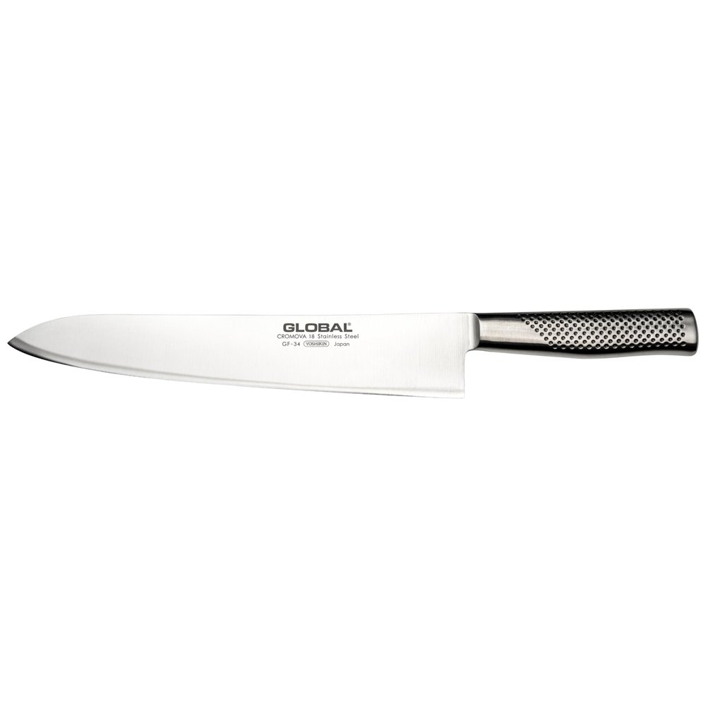 Global 11 inch Forged Heavyweight Chef's Knife, Japanese Stainless Steel, Razor-Sharp Edge, Made in Japan, GF-34