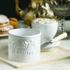 Butter Bell - The Original Butter Bell crock by L Tremain, a Countertop French Ceramic Butter Dish Keeper for Spreadable Butter, La Fleur Collection (White Raised Floral) view 3