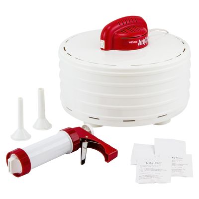 Nesco FD-28JX JerkyXpress Food Dehydrator with Accessories for Beef Jerky, 4 Trays, White